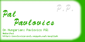 pal pavlovics business card